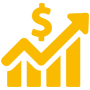 Bar chart with Dollar Sign Yellow Color