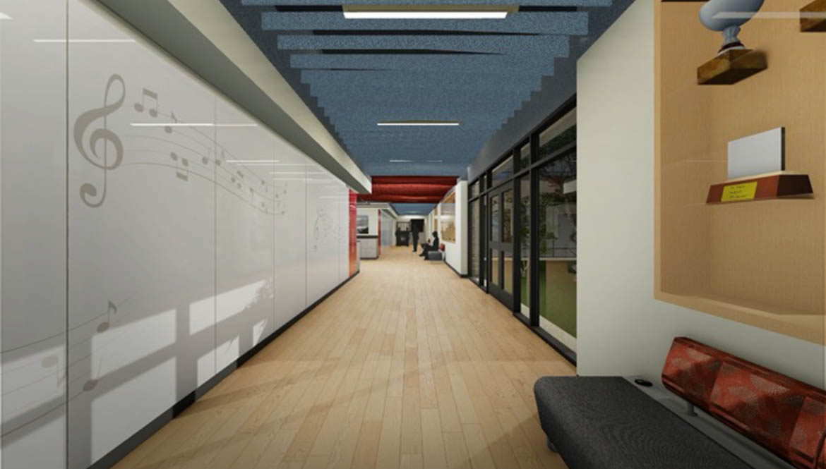 Rendering of music hallway