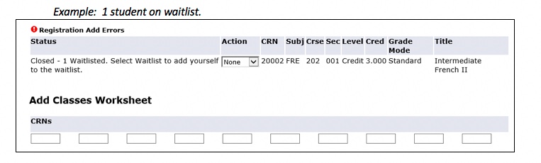 Number on waitlist screen