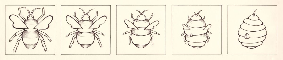 Holly Frankino, “Bee to Hive” - 2016, Ink on Paper, 4 x 22 in.