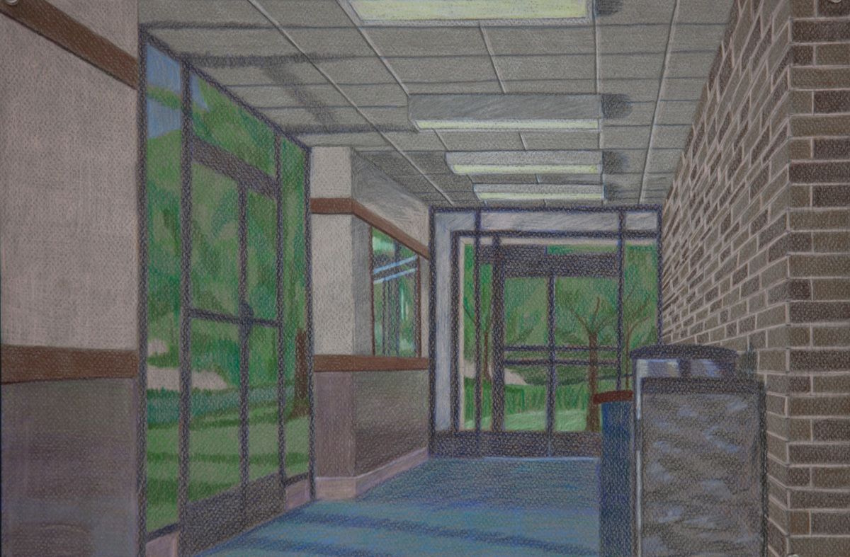 Samantha Harrison, “Von Ohlen Hallway” - 2016, Colored Pencil