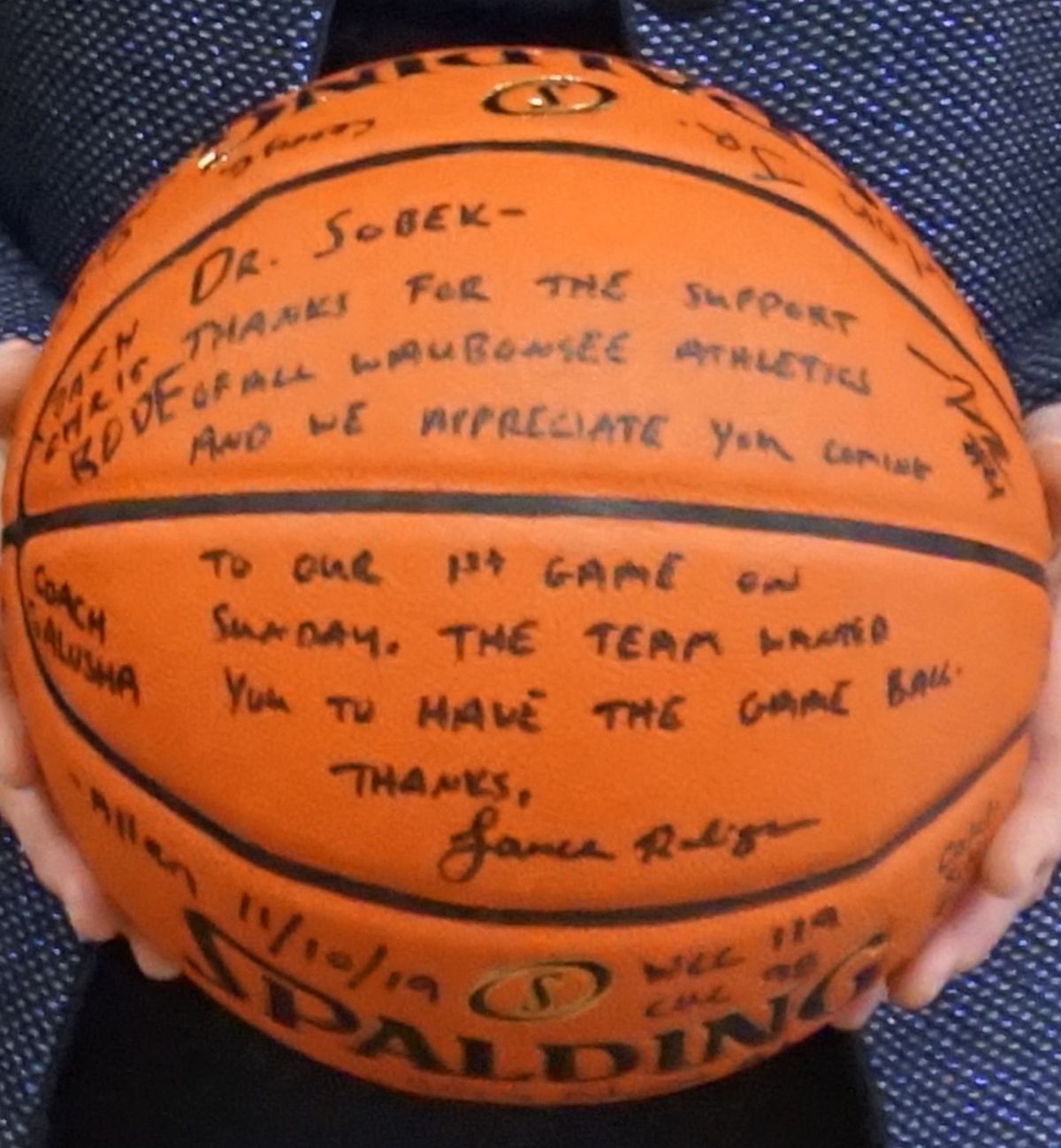 Basketball with signatures