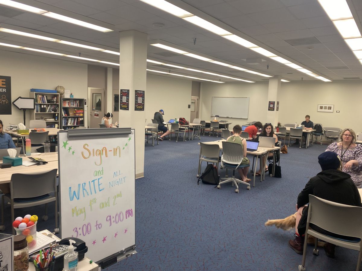 Tutoring Center with Sign-In and Write All Night sign