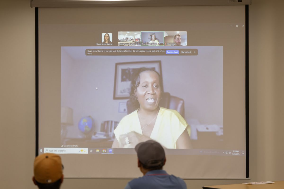 Toni Glymph-Martin presenting over zoom meeting