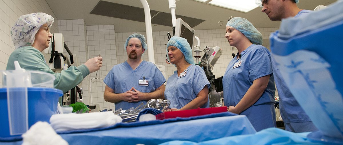 Nursing students in operating room