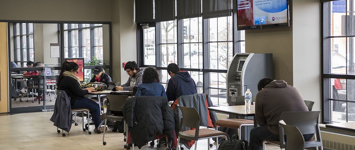 Students in Aurora Campus Cafeteria
