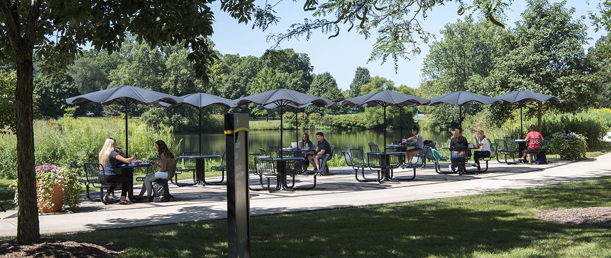 Students at Huntoon Lake tables