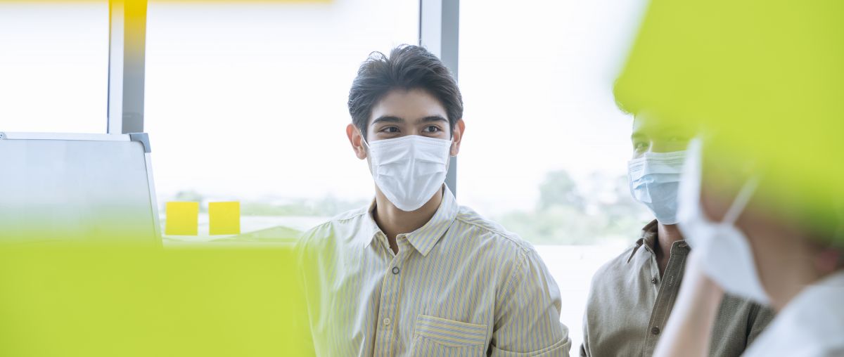 man training with employees