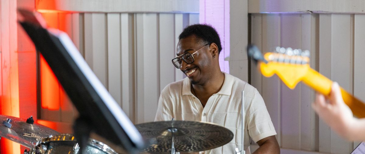 Drummer playing the drums