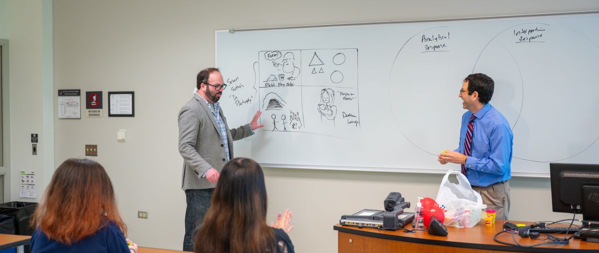 Steve Zusman and Aaron Lawler teaching a Learning Communities modality class