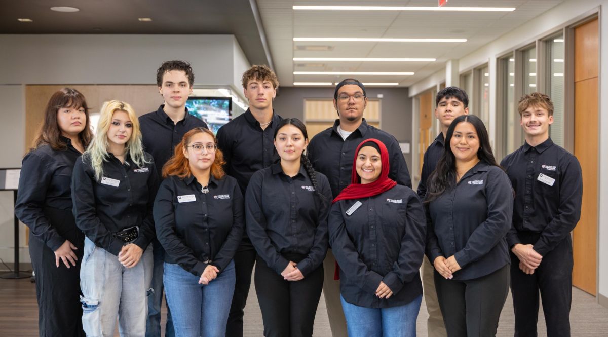 2026-2027 Student Government Front Row (L to R): Trish Lewis; Evelia Gil; Bianka Valdez; Roa'a Harb; Angela Bolanos   Back Row (L to R):  Diana Garcia; Tristan Oakstone; Aaron Klemm; Juan Sosa; Daniel Cadena; Kaiden Schimandle not pictured: Lauren Larsen