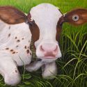 Patricia D. Janecek, "Baby Calf" - 2015, Oil Painting, 30 x 40 in., Sugar Grove Campus, Academic and Professional Center, conference room 245