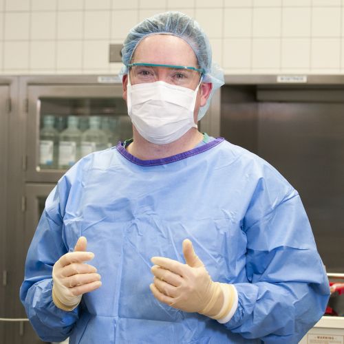 Nursing student in the operating room