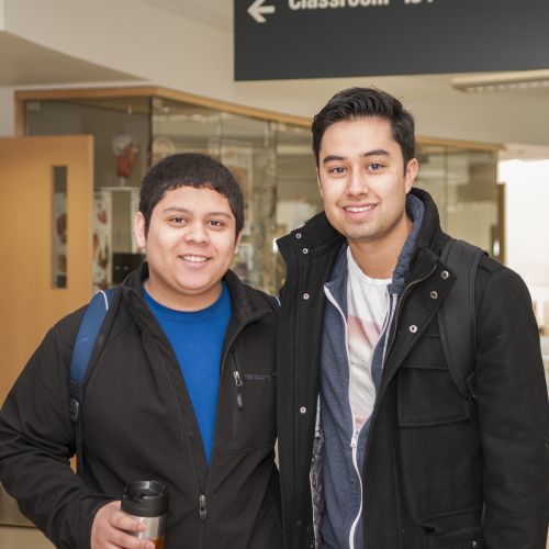 Students standing inside S