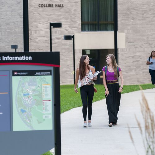 Students walking near Collins Hall