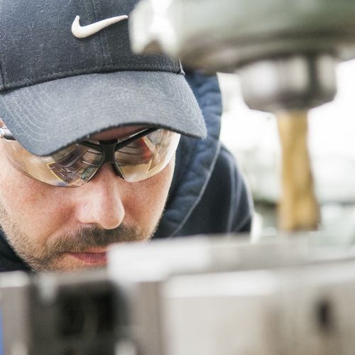 Student working in CNC lab