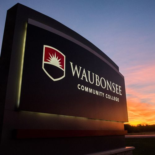 Waubonsee Sign Sugar Grove Sunset S