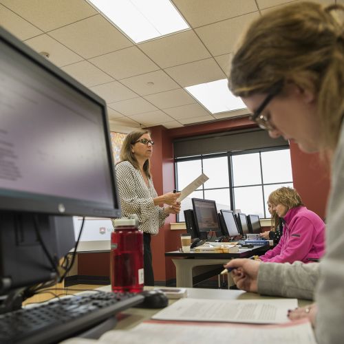 Health Information Technology student in class