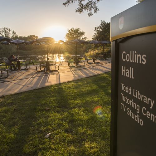 Patio outside Collins Hall & Todd Library