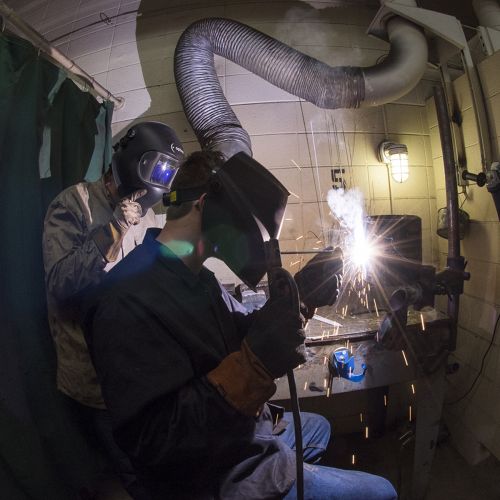 Student working in Welding Shop