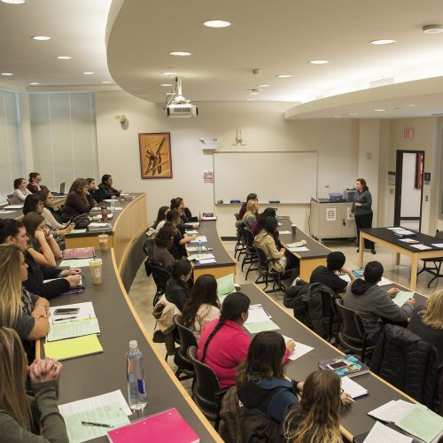 Classroom students and teacher lecture hall S