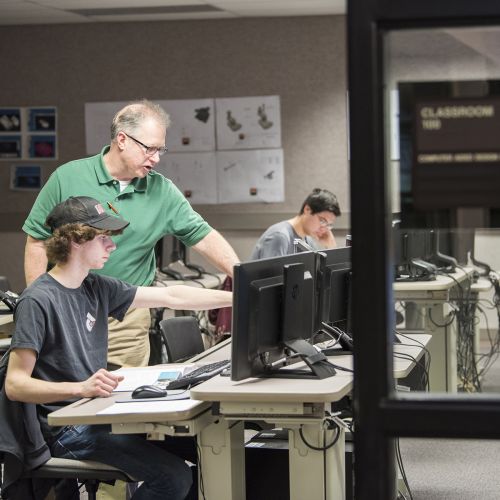 Students in CAD Lab with instructorS