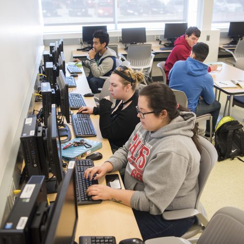 Students working on computers