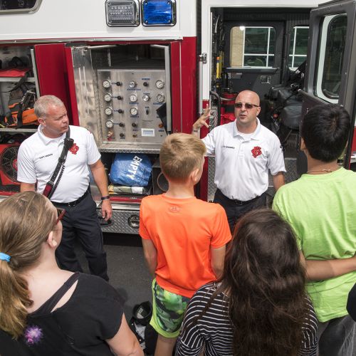 Kids with firetruck s