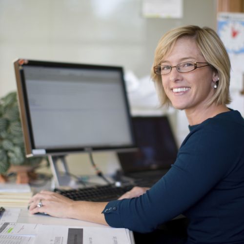 woman on computer  s