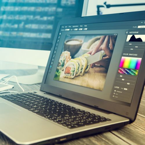Cooking video on laptop