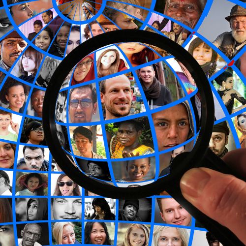 Social Science People Different Races Magnifying Glass