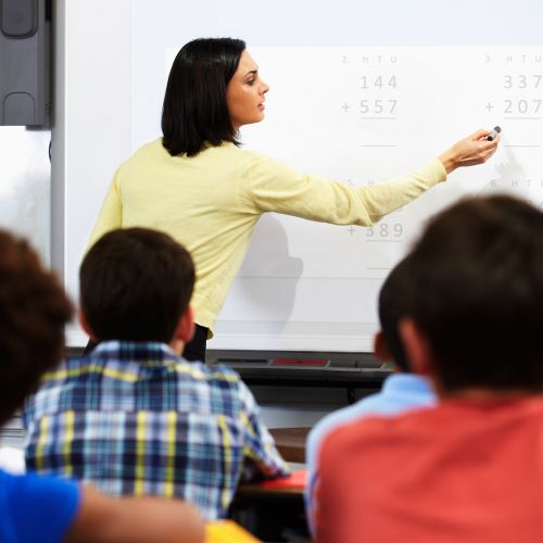 Teacher Whiteboard Elementary Students