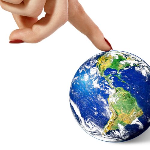 Woman touching earth L