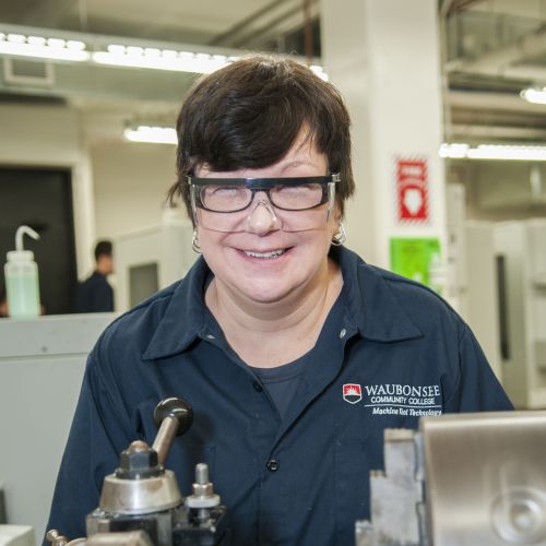 CNC operator, female student