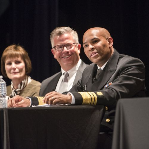 Photo of Dr. Sobek, Rep. Hultren and Surgeon General Adams