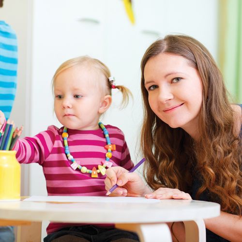 Babysitter and child