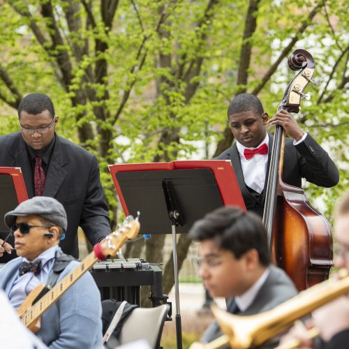 students performing in a jazz band