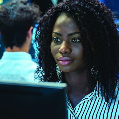 woman working on computer