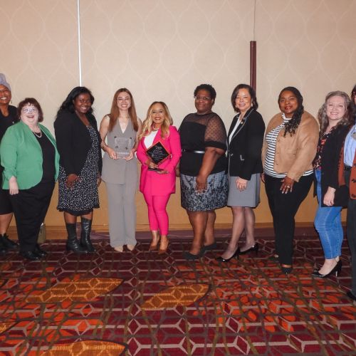 Waubonsee Community College employees gathered to honor Executive Vice President and Chief of Staff Dr. Toya Webb, recently named a 2026 Woman of Power by the Quad County Urban League.
