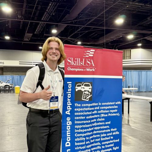Benjamin Swanson, of Aurora, was named the national champion in collision damage appraisal at the 2026 SkillsUSA National Leadership & Skills Conference