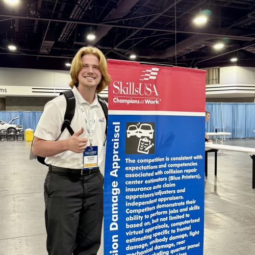 Benjamin Swanson, of Aurora, was named the national champion in collision damage appraisal at the 2026 SkillsUSA National Leadership & Skills Conference