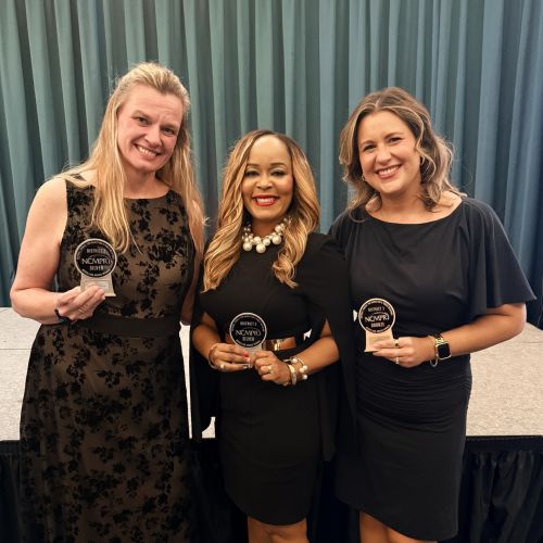 (From left to right): Jamie Feiza, Marketing and Communications Coordinator; Dr. Toya Webb, Executive Vice President and Chief of Staff; and Kate Sampson, Marketing and Communications Coordinator NCMPR District 3 Conference
