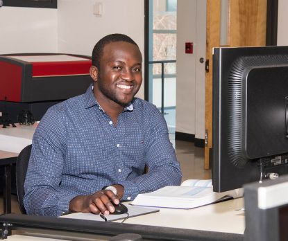 photo of non-traditional student at computer