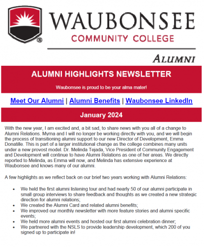 January 2024 Alumni Newsletter Cover