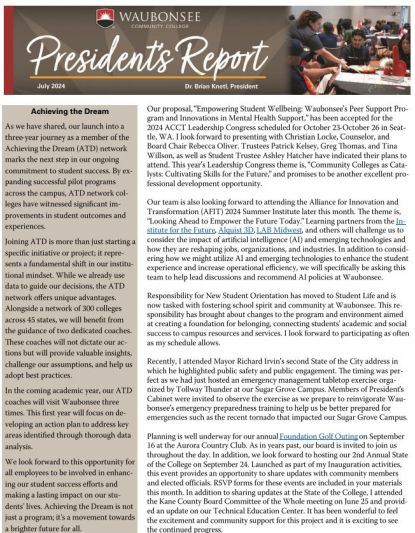 President's Report | Waubonsee Community College