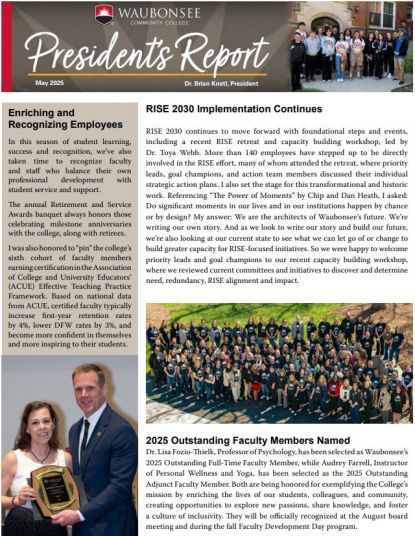 Cover of May 2025 Presidents report