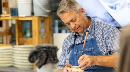Doug Jeppesen working on ceramics