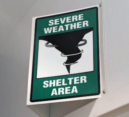 Severe Weather Shelter Area sign