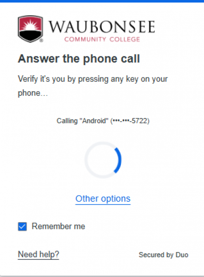 MFA Duo Mobile Screenshot - Answer the Phone Call