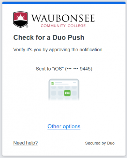 MFA Duo Mobile Screenshot - Check for a Duo Push